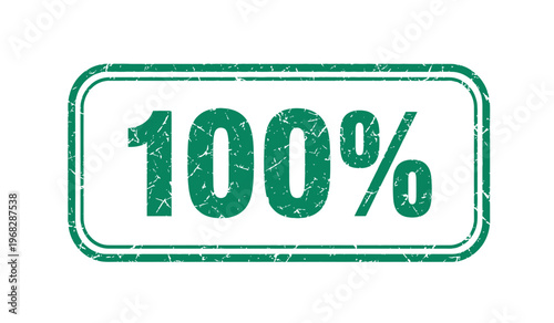 Green stamp with '100 ' text symbolizing completion guarantee or full satisfaction