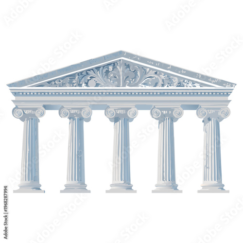 The historic of the United States Capitol building features ancient Roman architecture and stone columns reminiscent of a Greek temple under a clear blue sky.