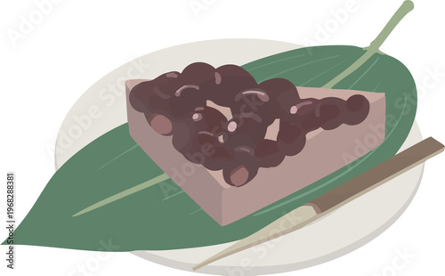 黒糖の水無月のベクターイラスト｜6月・夏越の祓・和菓子（三角ういろう）素材（背景透過）