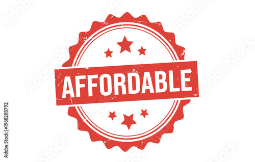 Affordable stamp a red circular badge with stars and bold white text overlay