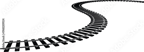 Bild auf Leinwand Railroad track illustration set, transportation railway artwork design, travel v