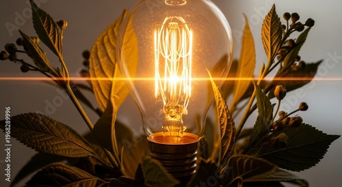 Illuminated bulb amidst vibrant foliage - A captivating display.