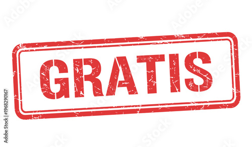 Title a red rubber stamp with the word 'gratis' prominently displayed indicating free or complimentary offerings