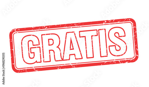 A vintage 'gratis' stamp a red rectangular seal with distressed text and border