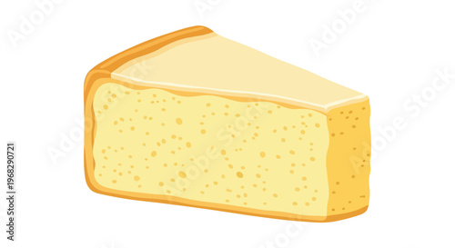 A simple yet appealing vector illustration of a triangular slice of creamy cheesecake on a white background, perfect for culinary art