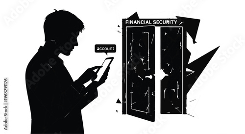 Financial security concept with man using smartphone