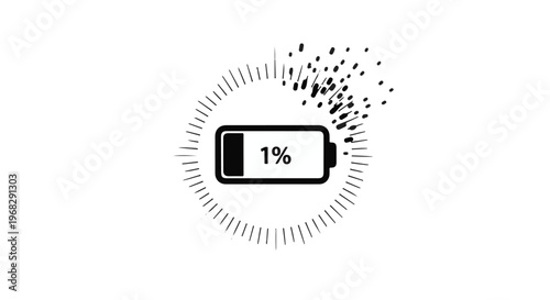 Low battery icon with charging particles