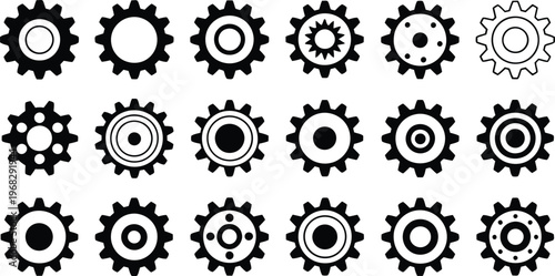Minimal Flat Gear Icons Vector Icon set