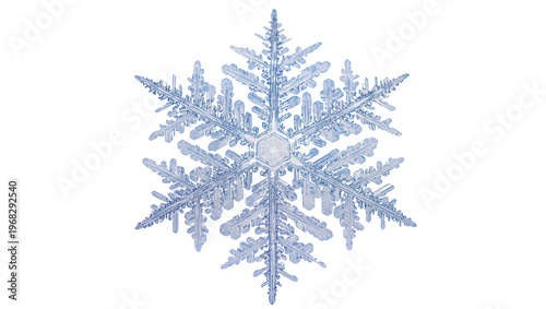 фотографія Intricate hexagonal ice crystal snowflake with delicate fractal patterns, isolat