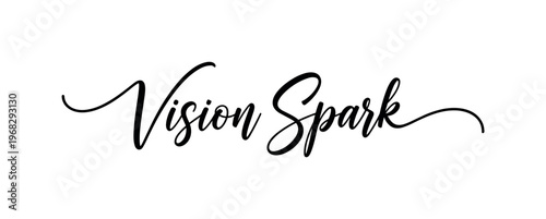 Vision Spark. lettering and all elements in black. Vector style. AWhite background. Pure white background. Perfect isolation and visual consistency. Elegant