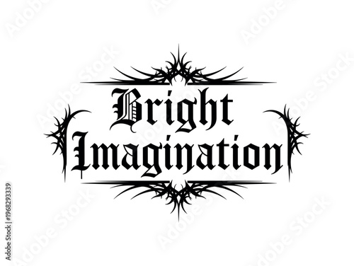 Bright Imagination. lettering and all elements in black. Vector style. AWhite background. Pure white background. Perfect isolation and visual consistency.