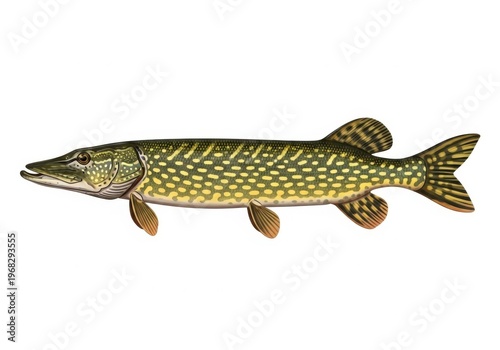 Northern pike fish isolated on white background