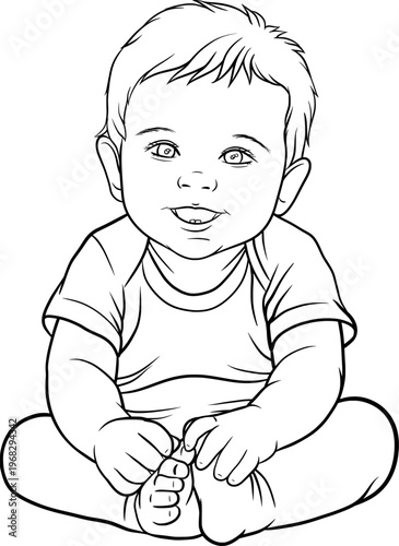 smiling baby vector outline illustration