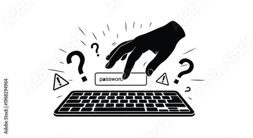 password security concept with hand on keyboard