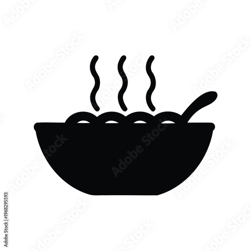 Stylized Image of Hot Bowl of Soup or Stew with Spoon