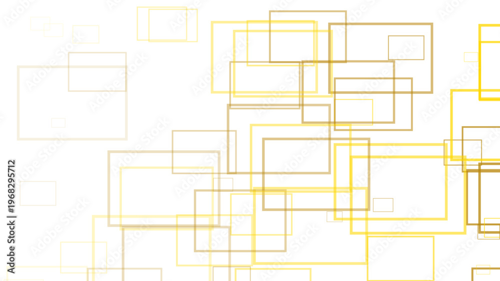 Fototapeta premium Abstract Minimalist Overlapping Golden Rectangles on White Background, Geometric Outlined Square Pattern, Modern Vector Design Element