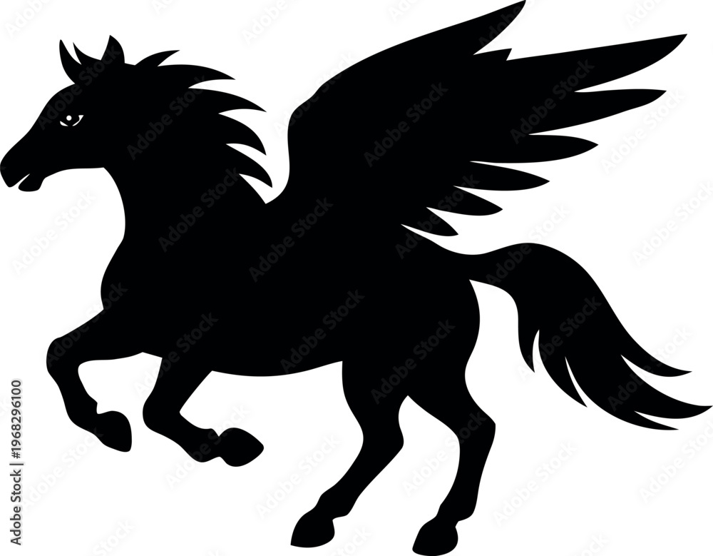 Fototapeta premium Pegasus silhouette vector, Pegasus black symbol