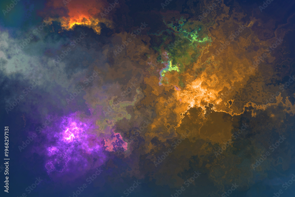 Fototapeta premium Abstract explosion of vibrant colors reds yellows and blues swirling together