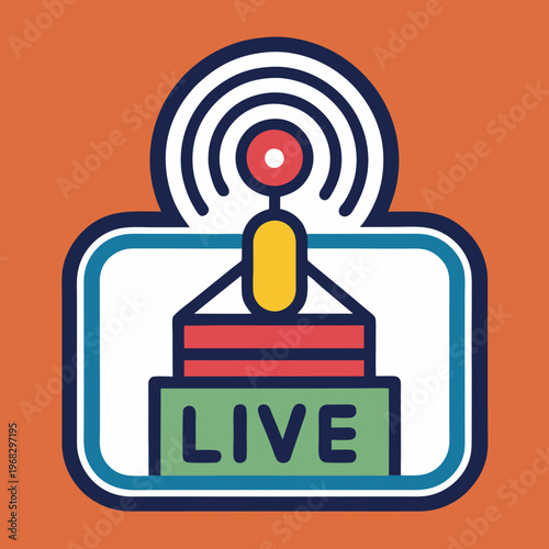 Live streaming and broadcasting icon for online content and real-time communication