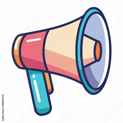 Vibrant cartoon megaphone for broadcasting news and making public announcements