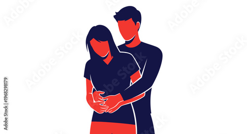 Clear illustration of a life-saving first aid maneuver, showing one person performing abdominal thrusts on another to help with a choking emergency