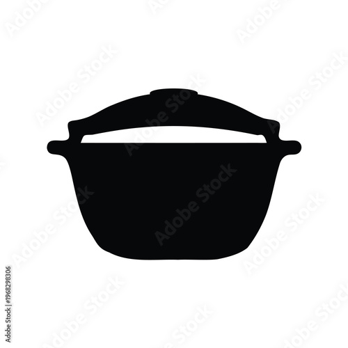 Silhouette of a covered cooking pot used for stews and casseroles