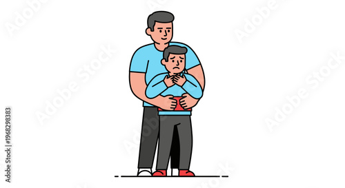 Person performing Heimlich maneuver on another person to help them breathe during a choking emergency
