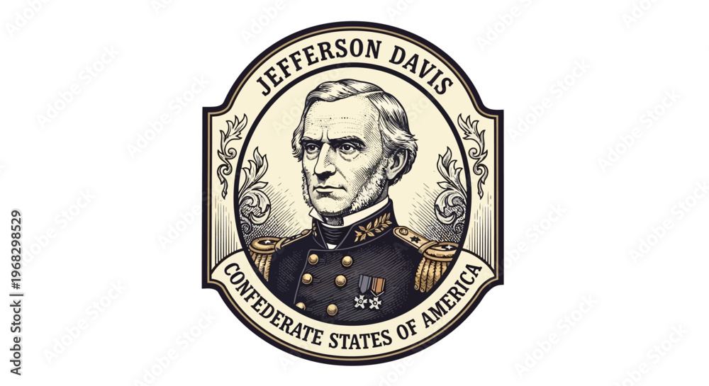 Obraz premium Portrait of Jefferson Davis, President of the Confederate States of America, historical figure, American history, leadership illustration