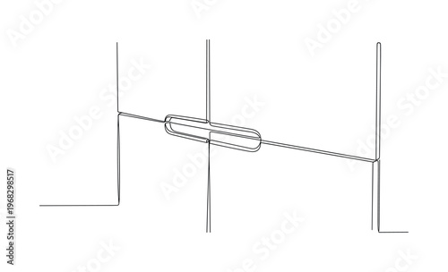 Invisible Handles. Minimalistic one-line drawing modern furniture with handles not protruding from surface, continuous single black line on white background,