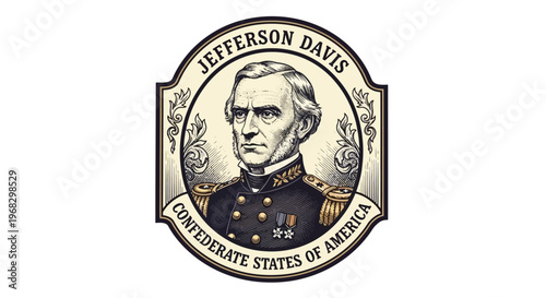 Portrait of Jefferson Davis, President of the Confederate States of America, historical figure, American history, leadership illustration