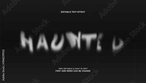 Haunted Ghostly Text Effect with Halftone Blur and Grainy Texture