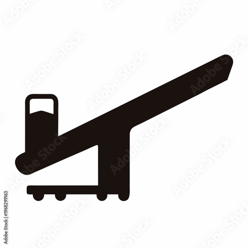 Black silhouette of a luggage conveyor belt with an elongated rectangle