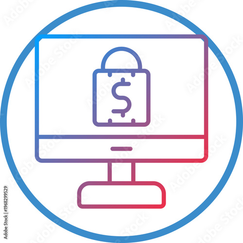Ransomware Line Icon Style