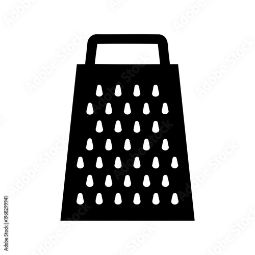 Black and white image of a typical kitchen box grater tool