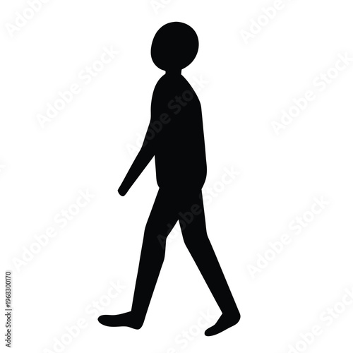 Silhouette of a person walking slowly forward in a white background image