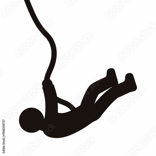 Silhouette of a person doing bungee jumping, extreme sports thrill adventure