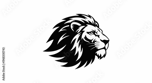 Black and white illustration of a lion's profile