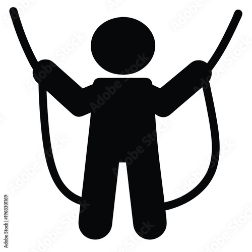 Silhouette of a person skipping rope with simple and bold design