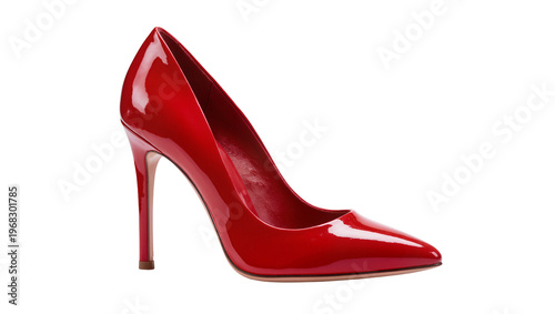 Bild auf Leinwand Elegant scarlet women s high heel shoe with pointed toe and slender stiletto hee