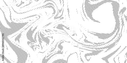 Monochrome gradient halftone dots background. Vector illustration. Big wave