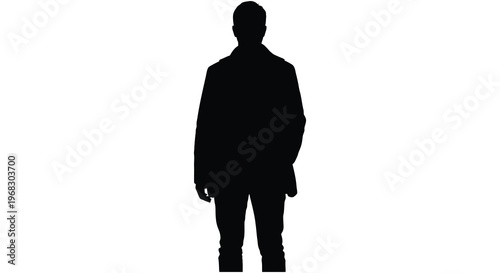 A full body view of a man in a coat stark silhouette