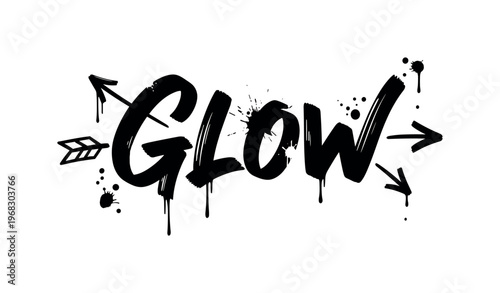 Glow Golden. lettering and all elements in black. Vector style. AWhite background. Pure white background. Perfect isolation and visual consistency. Dynamic