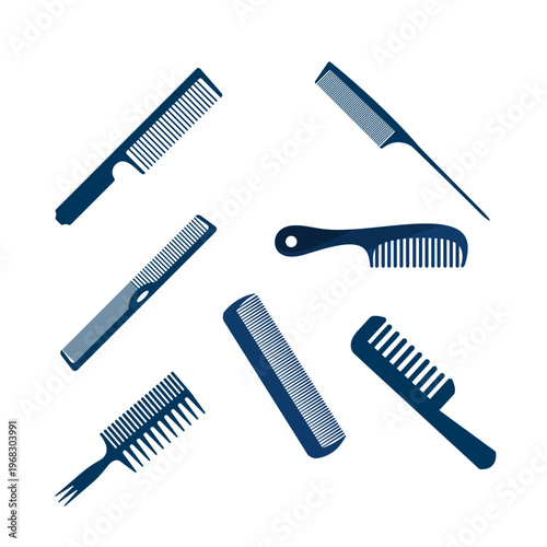 Hair Comb and Barber Tools Set – Hairbrush, Styling Accessories Vector Collection