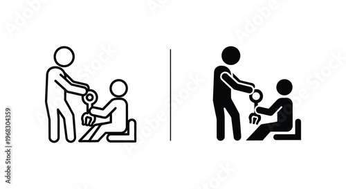 A doctor examining a patient s knee with a reflex hammer silhouette