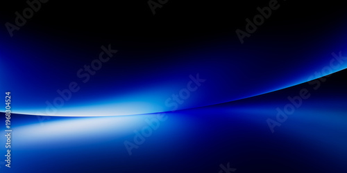 Luminous blue neon ribbon flowing diagonally across deep dark space. Smooth glowing wave abstract background perfect for digital design and modern presentations.