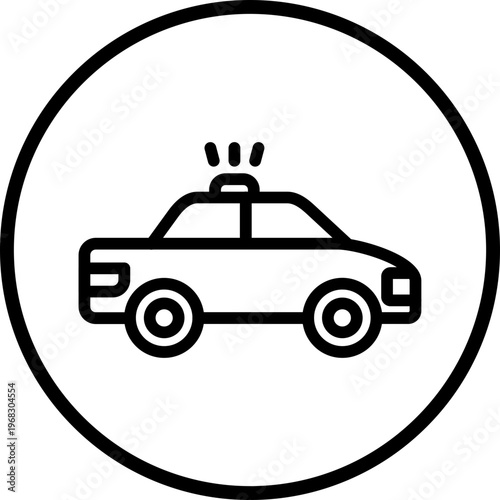 Police Car Line Icon Style