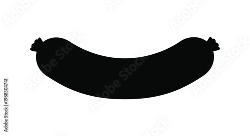 A black silhouette of a sausage emphasizing its curved form silhouette