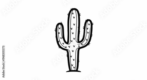 Simple black outline of a saguaro cactus with spines