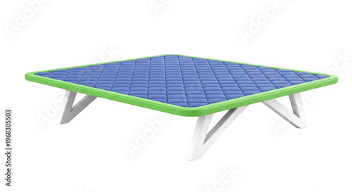 Blue Padded Lap Desk with Green Trim and White Legs