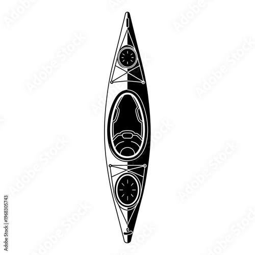 Black and white kayak boat design.